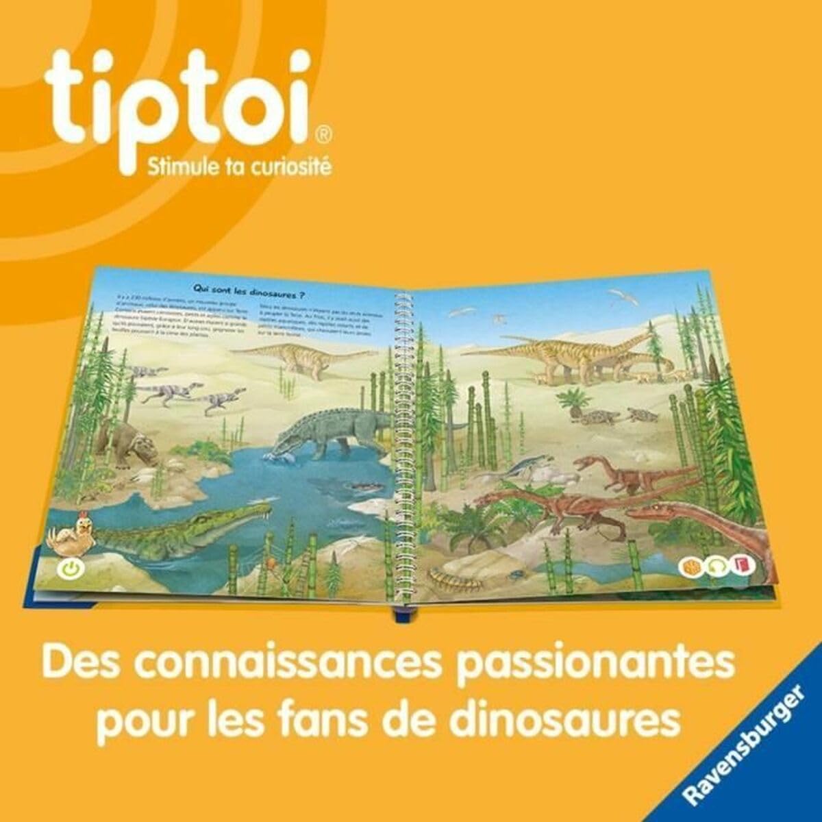 Ravensburger - tiptoi - Zestaw startowy - Czytnik + Książka "Odkrywam dinozaury" - Elektroniczna gra edukacyjna bez ekranu - Od 4 lat - wersja francuska - 00175
