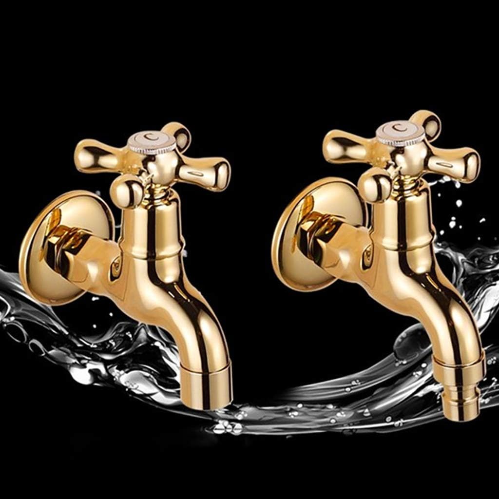European Style Washing Machine Faucet Gold All Copper Mop Pool Faucet Gold Plated Single Cold Faucet Mixing Valve (Color : A)