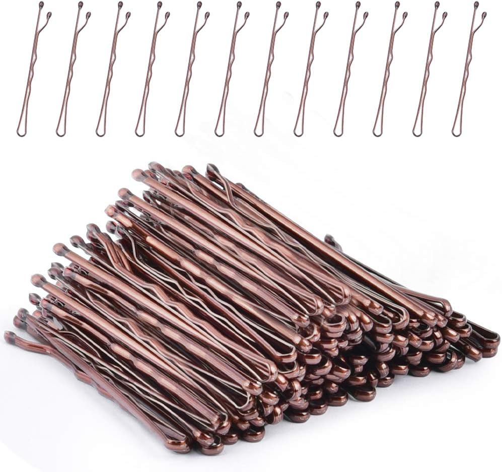 Hair Grips Brown, MORGLES 120 Pcs Bobby Pins Brown Hair Pins for Women with Box (5 cm/2Inches)