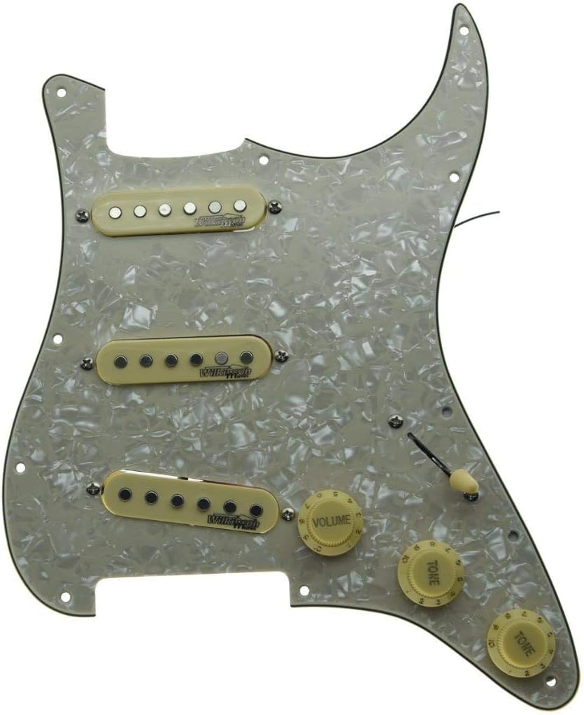 KAISH Aged Pearl Loaded Electric Guitar Pickguard Prewired Pickguard with Wilkinson Pickups for USA/Mexico FD Stratocaster