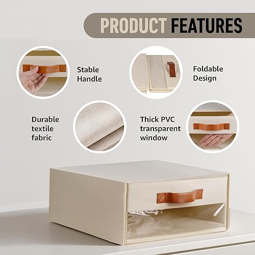 Miniatura 4 de Organizadores y almacenamiento de armario, paquete de 4 cajones de almacenamiento apilables transparentes, contenedores organizadores de cajones de