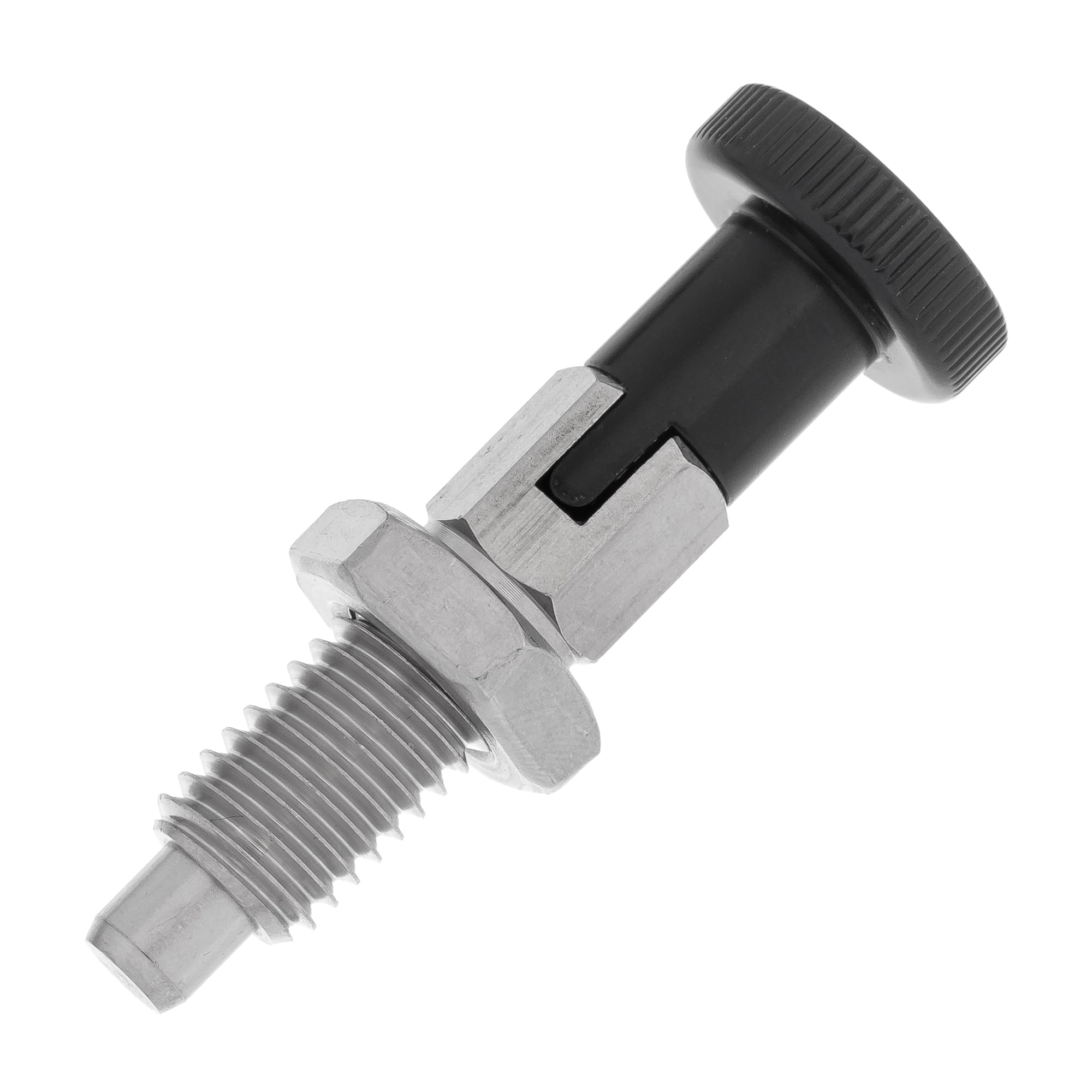 HALLMERS M10 x 1.5 x 19mm Thread 6mm Pin Diameter Indexing Self Locking Spring Plunger with Hex Knob - Stainless Steel Retractable Bolt Notch Threaded Index Mechanism Accessory Tool