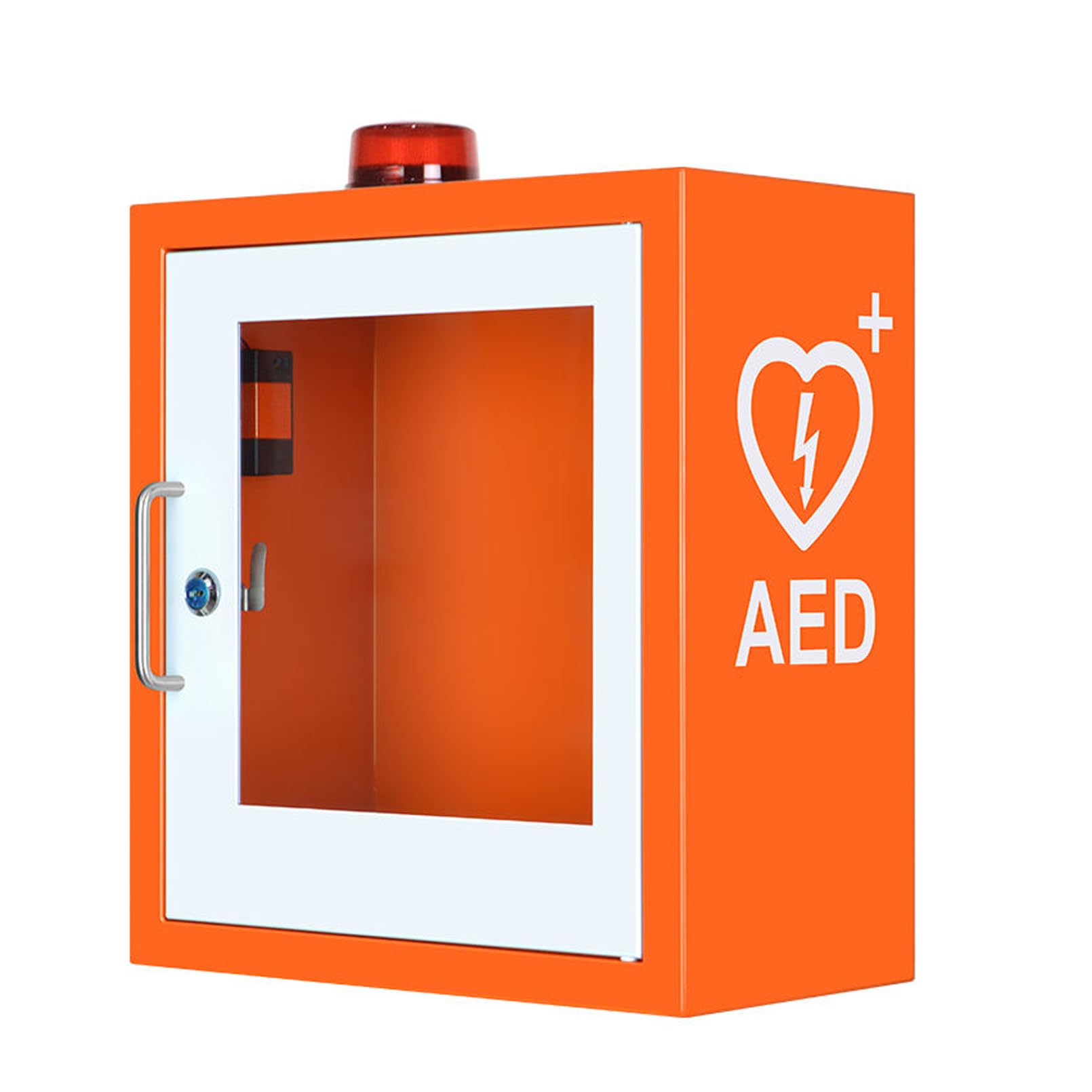 Gabinete de primeros auxilios AED de metal, gabinete de almacenamiento, desfibrilador, luz de alarma, caja antirrobo, gabinete DEA montado en la pared para el hogar, hospital, lugares públicos