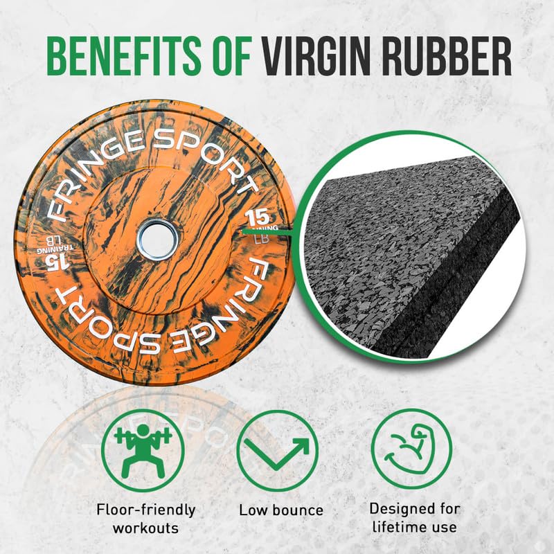 Fringe Sport Bumper Plates Set - Savage Tie-Dye Tiger Stripe Colored Bumper Plates | Rubber Weight Plates Sets for Home Gym | Durable Barbell Plates for Weight Lifting and Strength Training - 370 lbs