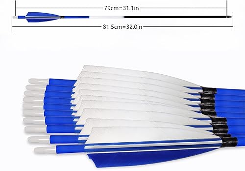 Miniatura 10 de 31Inch Carbon Arrows, Targeting Practice Hunting Arrow, Turkey Feather Fletching Arrow, with Removable Tips and nocks for Recurve & Compound Bow