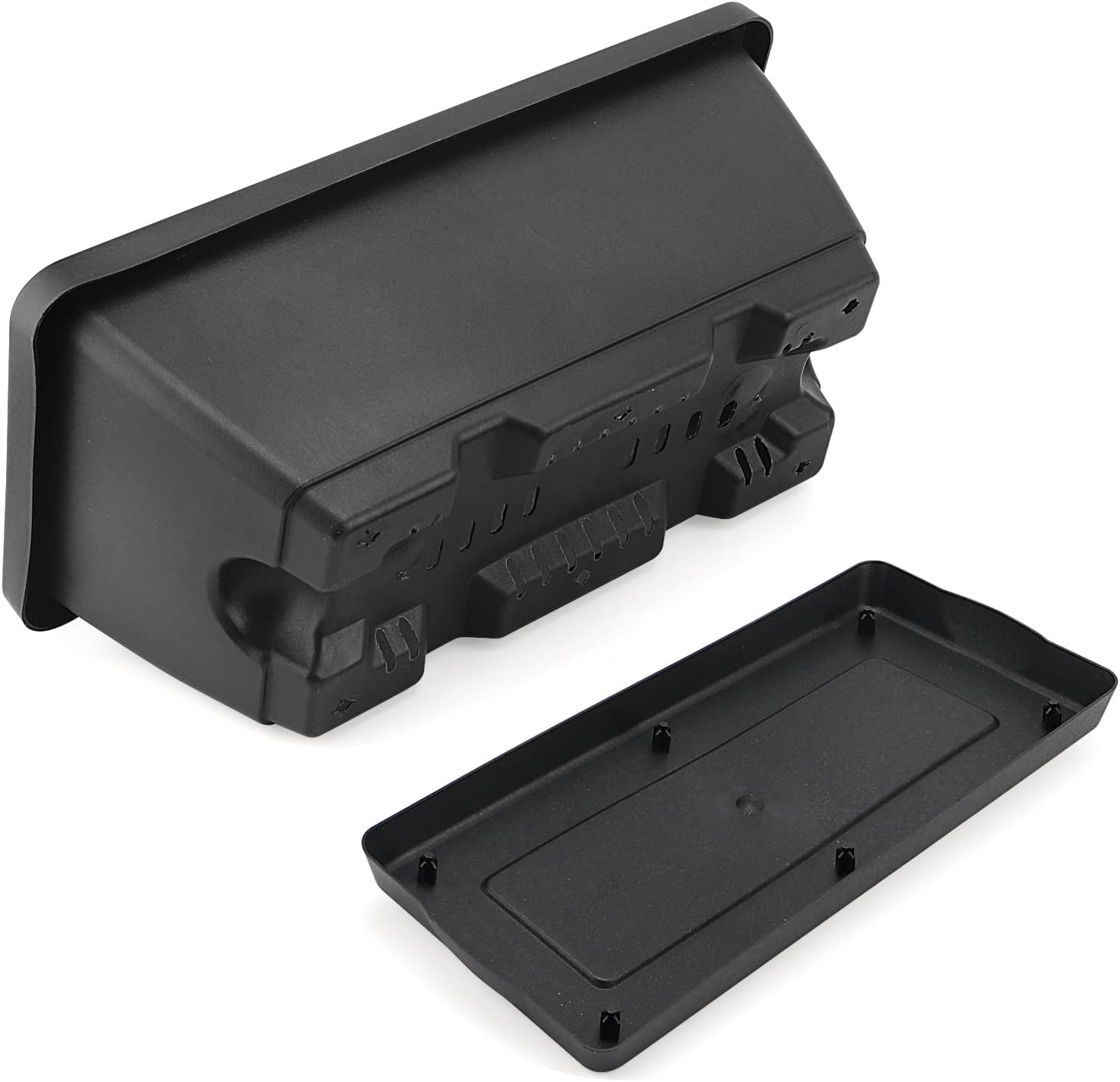 LEXININ 6 Pack 14 Inch Black Plastic Rectangular Window Planter Box, Window Vegetable Planter Box with Trays, Rectangular Flower Pots for Windowsill, Garden, Balcony, Patio, Black