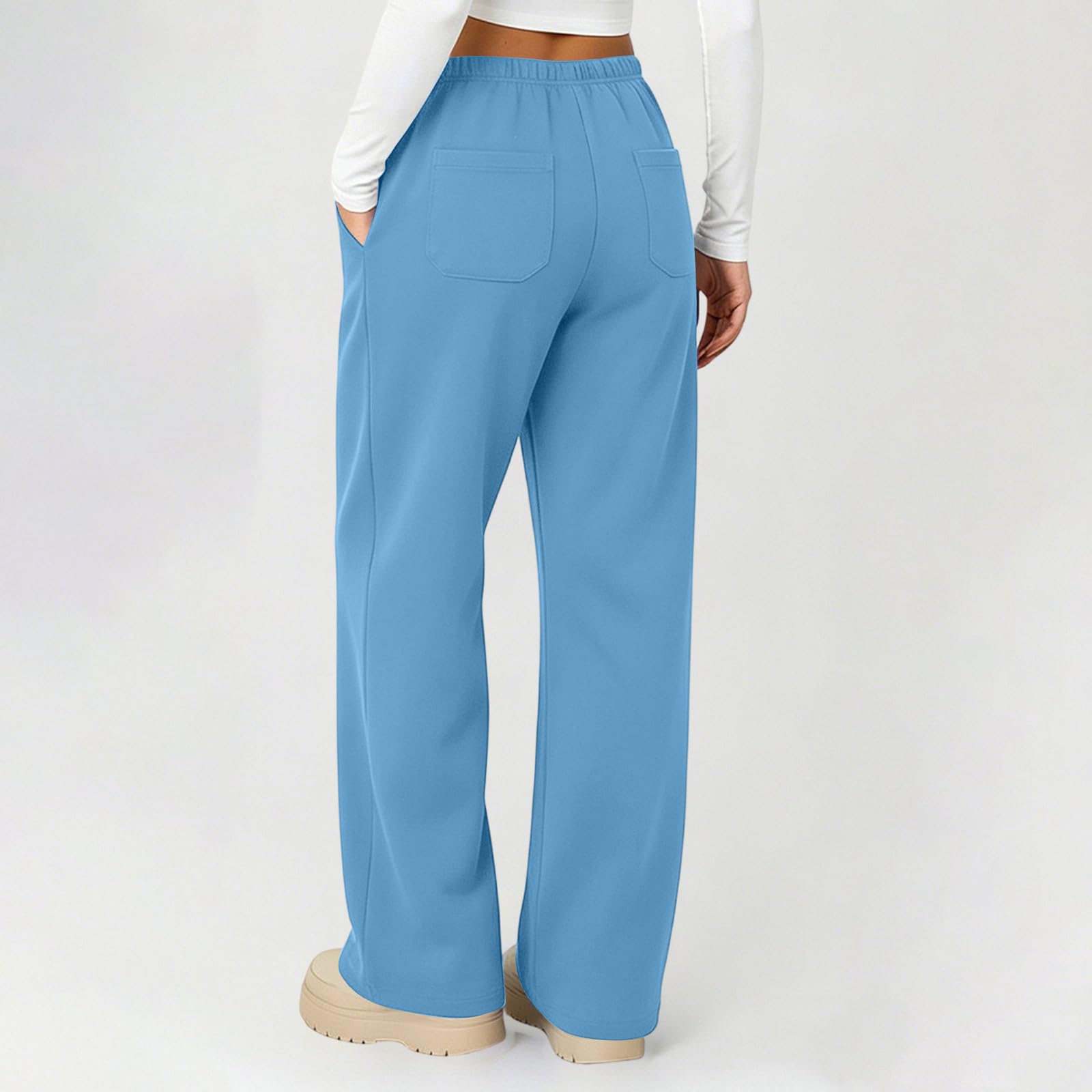 Generico Pantaloni Tuta Donna Pantaloni Lunghi a Vita Alta Pantlone Cotone con Coulisse Regolabile Leggeri e Comodi Pantalone da Corsa con Tasche Tinta Unita Casual Pants Baggy per Yoga e Fitness