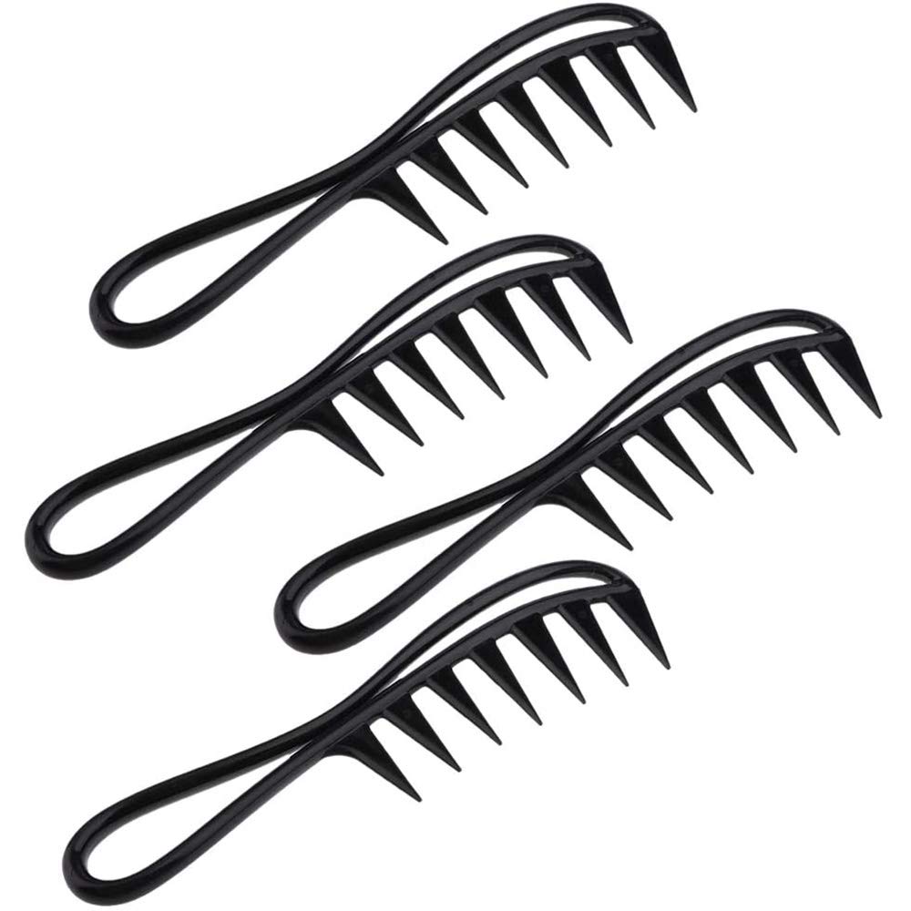 POFET 4pcs Mens Oily Hair Pick Comb Salon Dyeing Hairdressing Styling Wide Tooth
