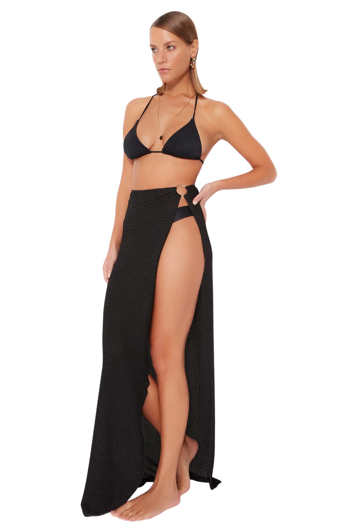 Trendyol FeMan A-line Regular fit Woven Skirt,Black,36