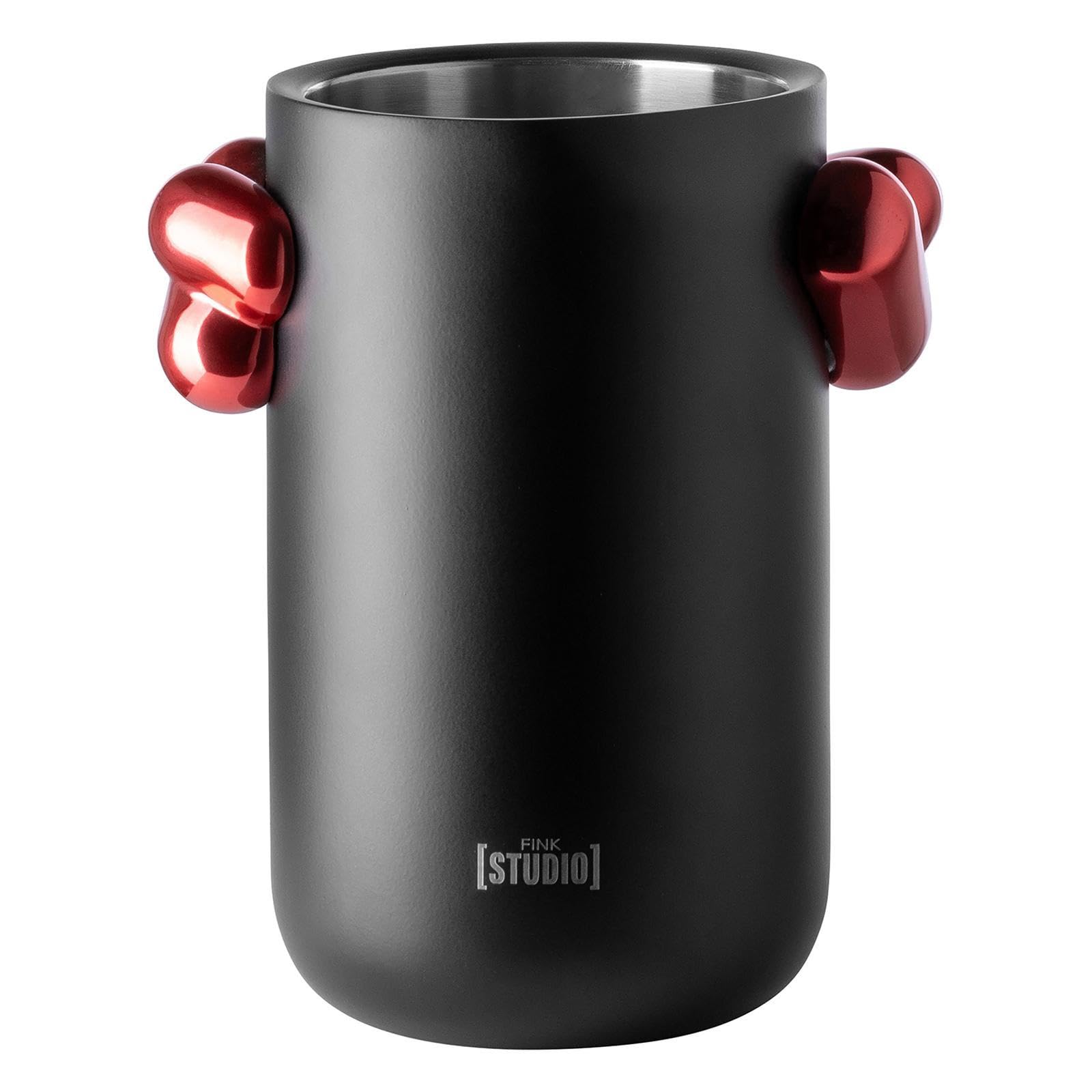Fink matt schwarzer Design Flaschenkühler 20 cm Edelstahlkühler für 1 Flasche