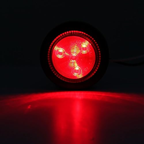 Miniatura 4 de 10 luces LED redondas de 2 pulgadas para remolques, 5 ámbares y 5 rojos sellados, 2 luces LED redondas de marcador de remolque, 4 LED con arandela