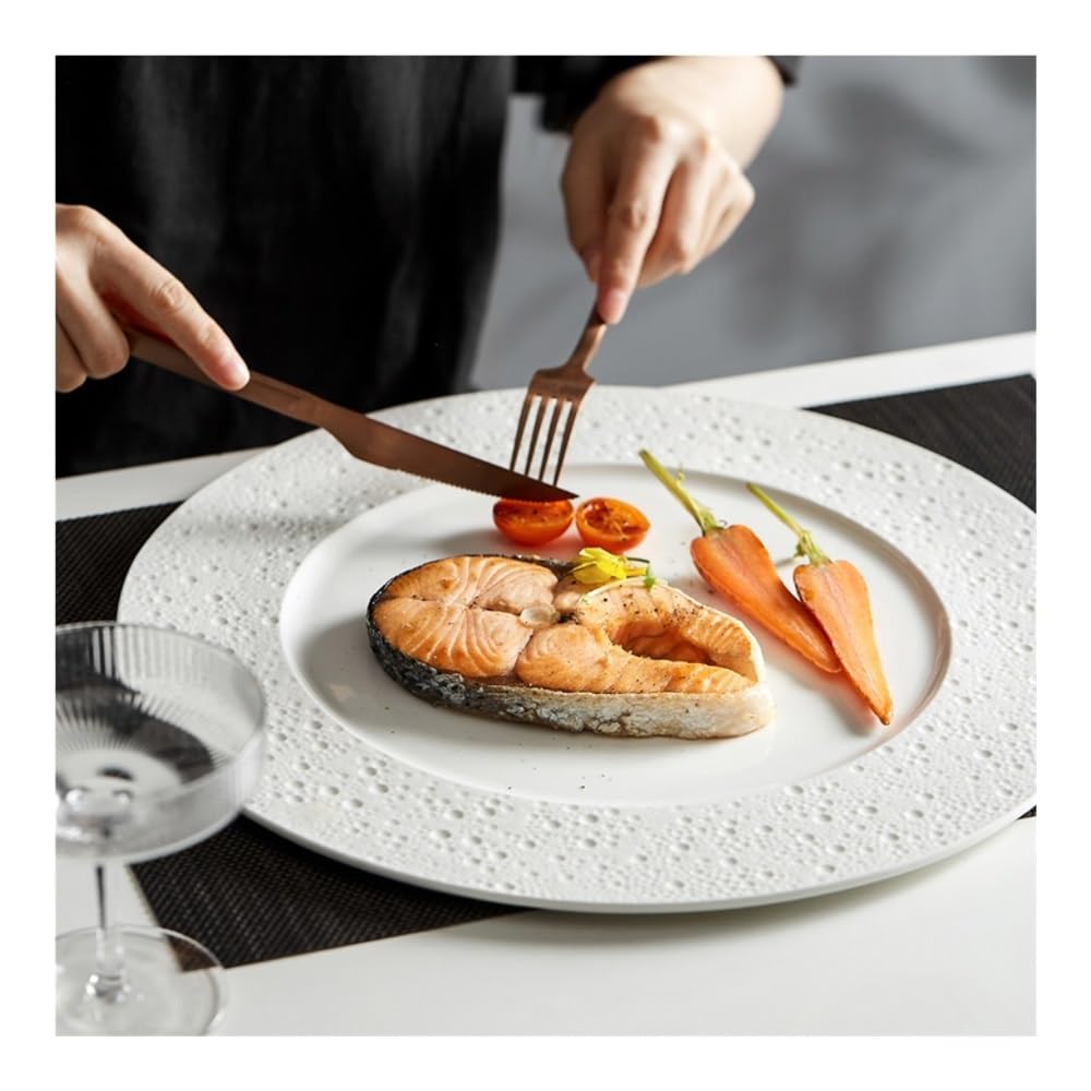 Talerze Obiadowe Białe ceramiczne talerze do steków, talerze zachodnie, makarony, płaskie talerze, talerze restauracyjne i hotelowe, zastawa stołowa(12.5inch)