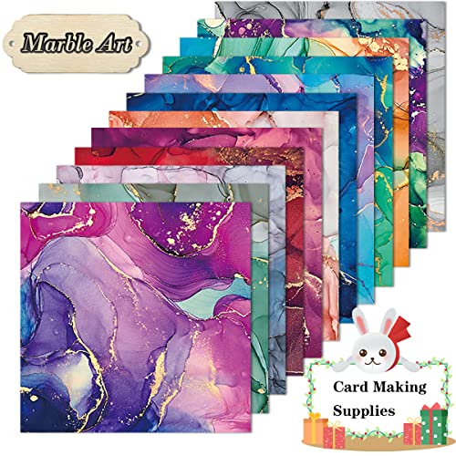 Yasmen Scrapbook Paper Pad 6×6, Marbled Pattern Watercolor Paper, 24 Sheets Single-Sided Colorful Cardstock Paper, Craft Card Making Paper Pack Scrapbooking Journal Supply Designer Art Paper Pad #TOP1