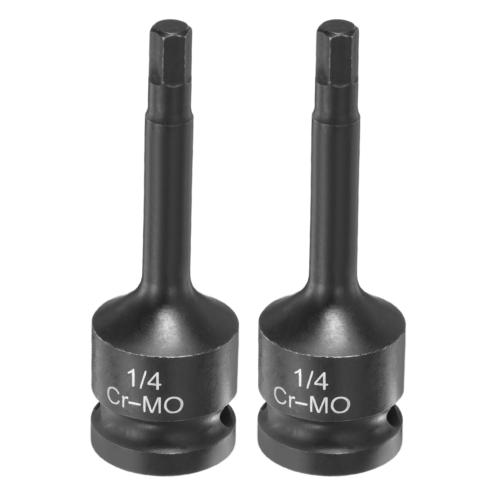 sourcing map 2pcs Impact Hex Bit Socket 1/2" Drive 1/4" Hex Bits 3" (78mm) Long Cr-Mo SAE Impact Wrench Socket Adapter Tool for Automotive Repair Industrial Construction and Home DIY