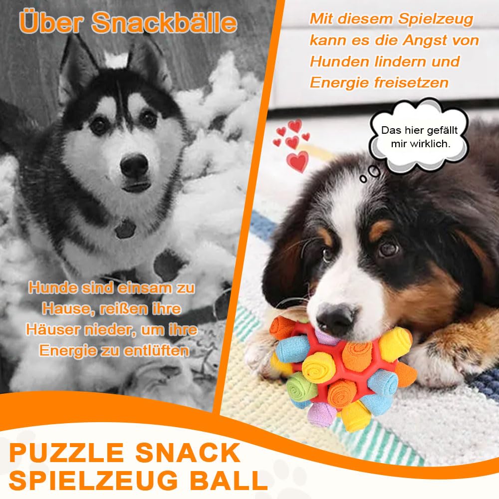 Voarge Palla da annusare per cani, Giocattolo da annusare, Addestramento slow food, Gioco per cuccioli resistente ai morsi, Giocattolo per l'intelligenza, Palla alimentare, Addestramento odori per can