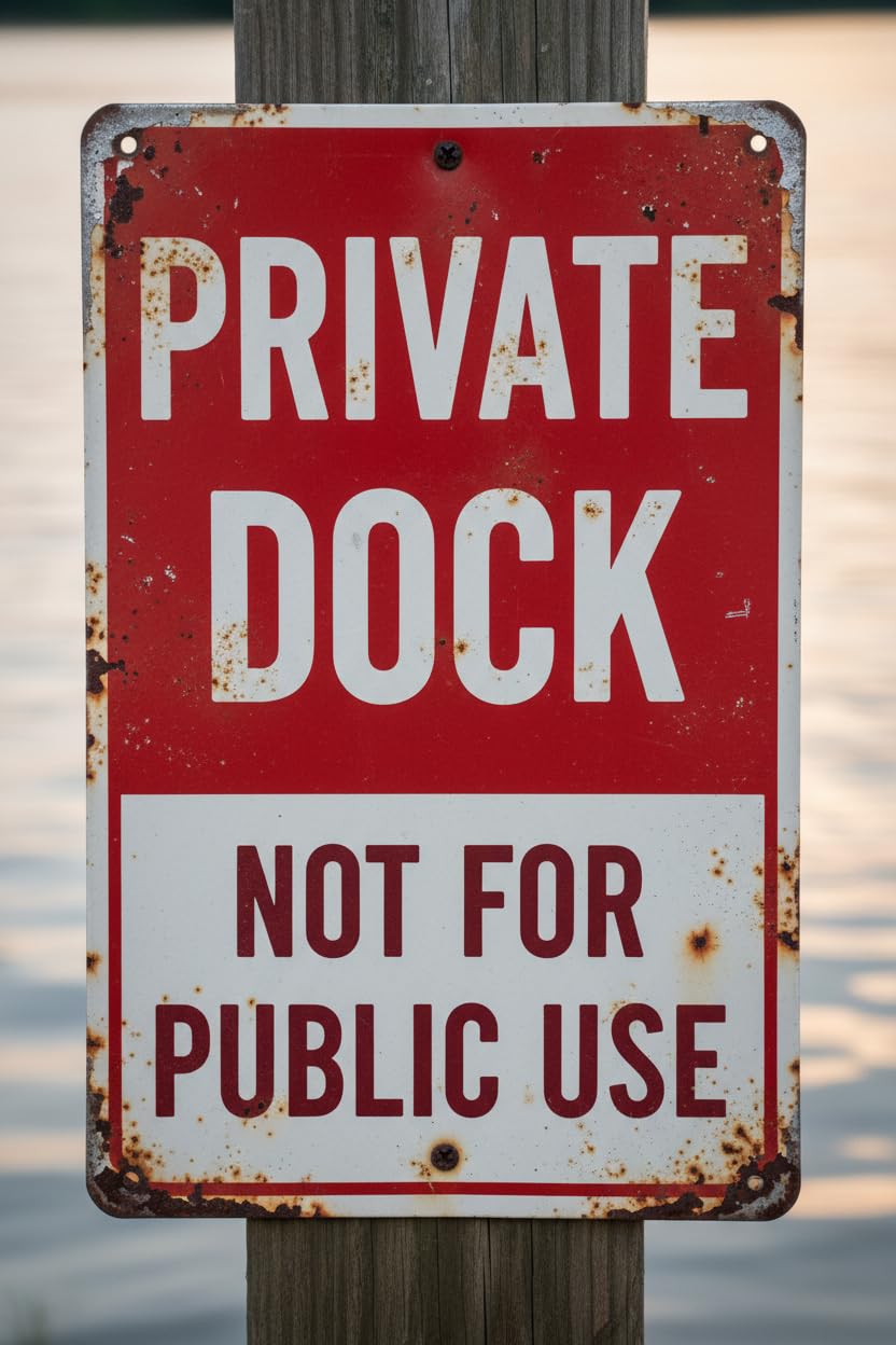 Wall Decor Private Dock Not For Public Use Sign. 8x12Inch Metal. Vintage Signs Aluminum Plates Printed