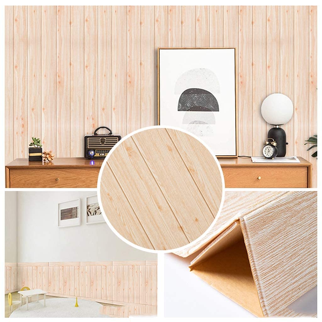 Adhesivo 3D de ladrillo para pared, panel autoadhesivo con efecto de madera para decoración de dormitorio de estilo rústico