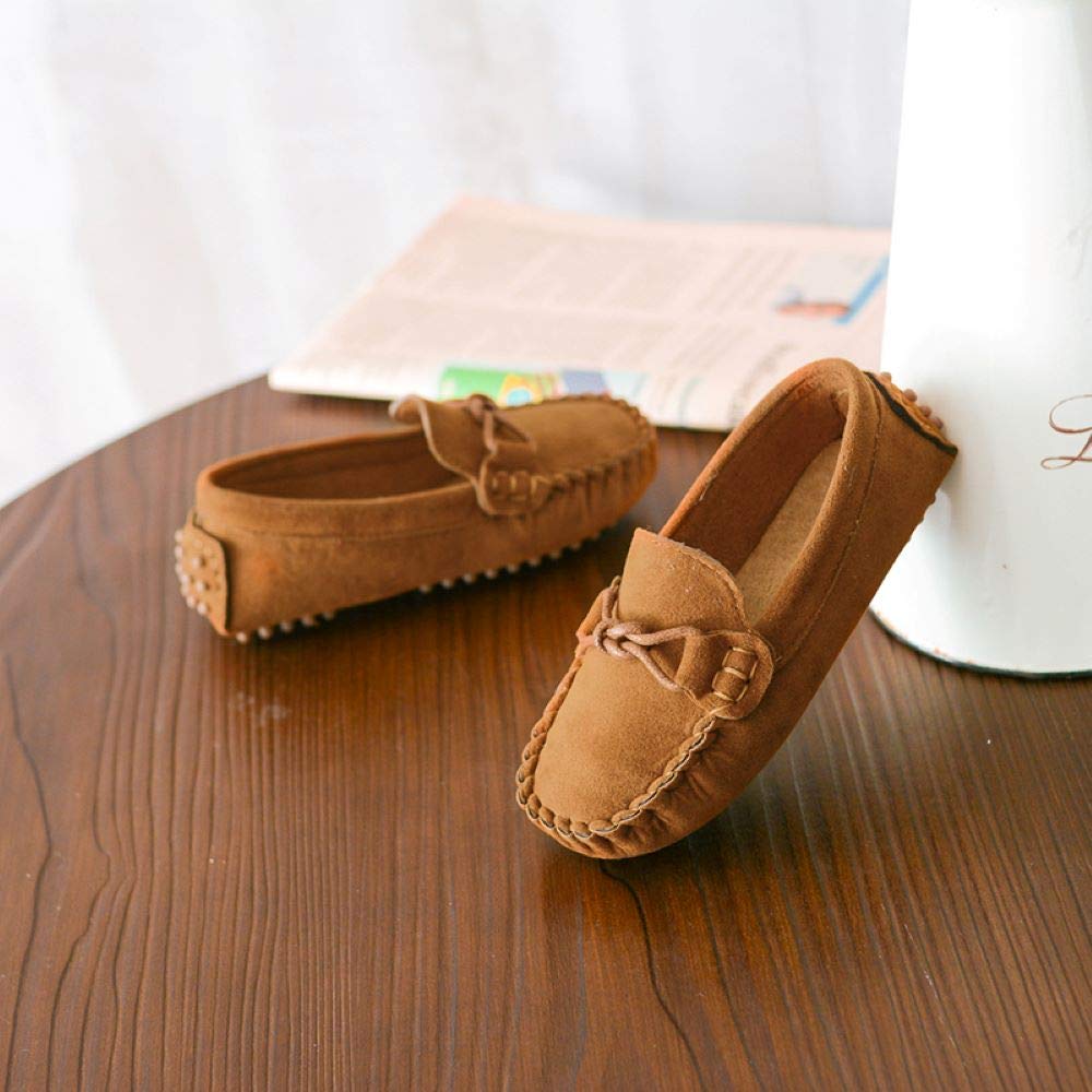 WUIWUIYU Garçons Filles Suède Cuir Chaussure Bateau Mocassins Slip on Style