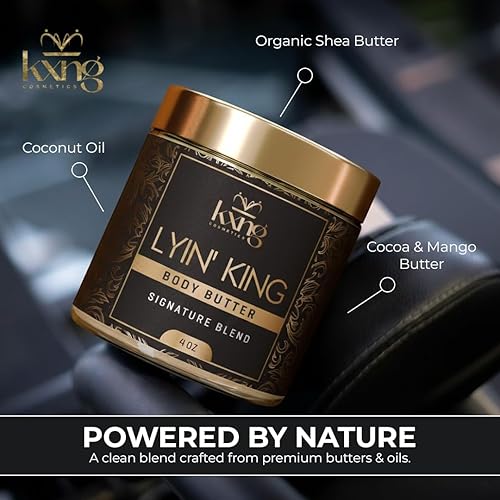 Miniatura 4 de KXNG Cosmetics Crema orgánica de manteca corporal de karité  4 onzas  Manteca corporal para hombres y mujeres con karité, cacao, mango y aceite de