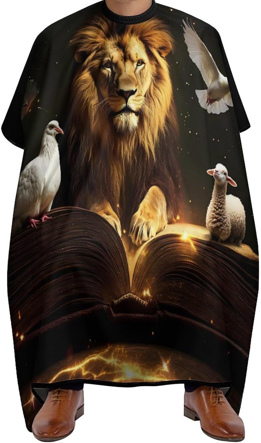 Christian Lion Sheep Dove Barber Cape Professional Hair Cutting Apron Hairdresser Cape for Men Women