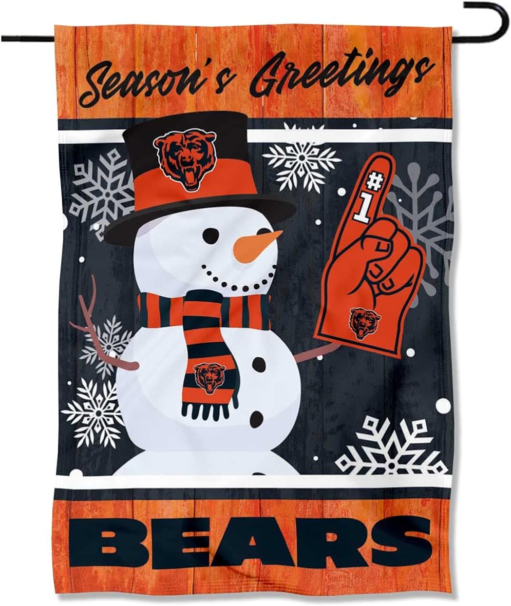 Chicago Bears Holiday Winter Snow Garden Flag Double Sided Banner