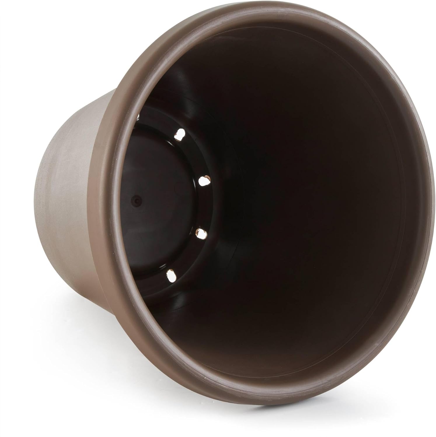 The HC Companies 14 Inch Classic Durable Plastic Flower Pot Container Garden Planter with Molded Rim and Drainage Holes, Chocolate Brown (12 Pack)