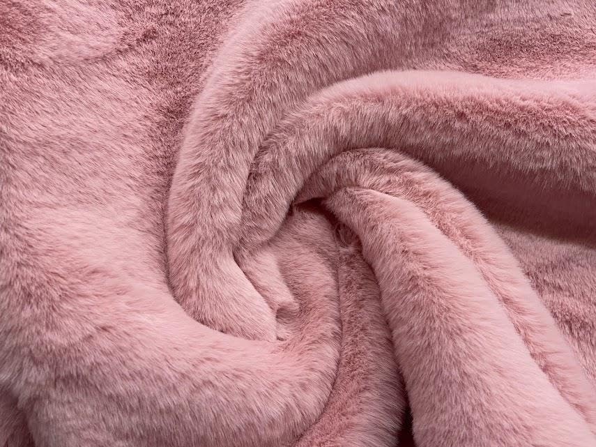 Tissu en fausse fourrure super doux rose poudré 5 m pour couture et loisirs créatifs