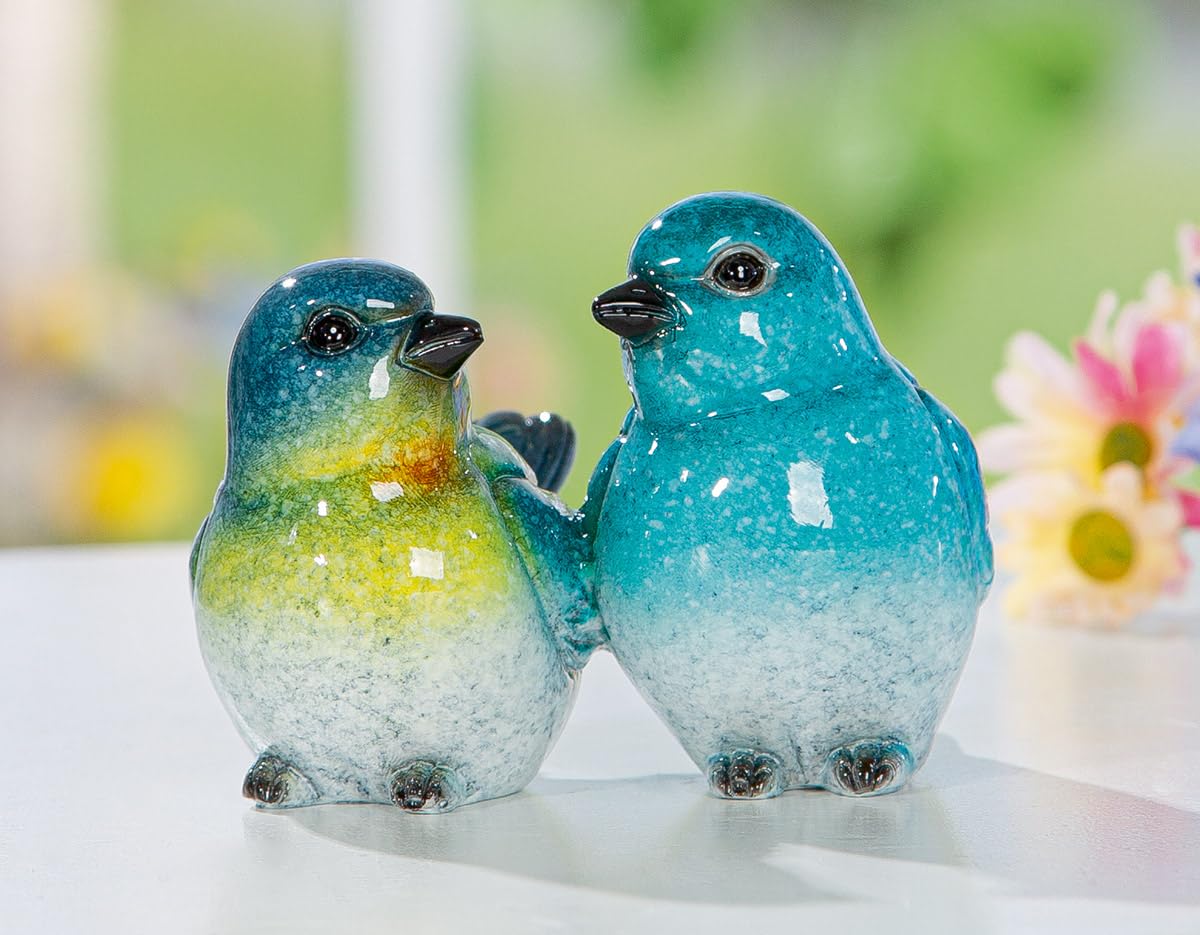 Oiseau bleu en résine lot de 6 figurines statuettes de décoration maison salon L9cm