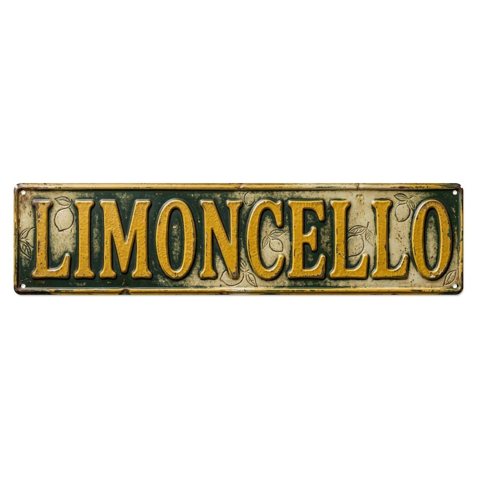 Limoncello Embossed Huge Bar Metal Tin Skinny Sign Plaque Wall Decor for Cafe, Club Bar, Office, Home Garden Metal Poster 4x16Inch