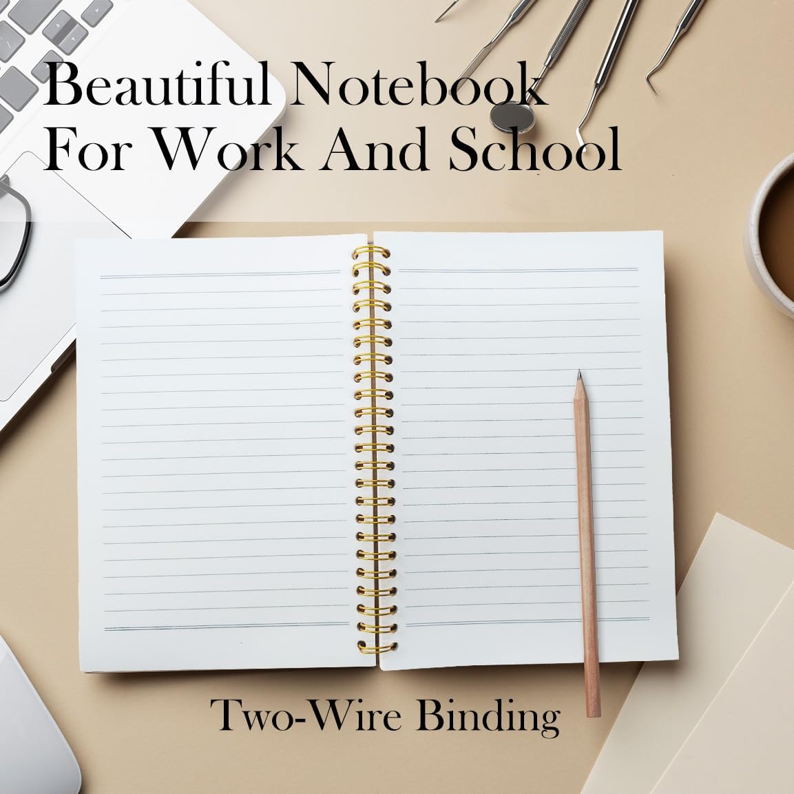 Beige Cheetah Print Spiral Notebook, Leopard Print Initial S Journaling Notebooks, Trendy Preppy Girly Aesthetic College Ruled Spiral Notebook for School Office Supplies, 5.5x8.3 Inches - Image 6