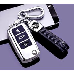 Fundas Para Llave Vw RXXR Funda para llave de coche con llavero compatible con Touran G-o-l-f 4 5 6 Je-tt-a MK4 B-o-r-a Polo, TPU suave, protección completa, 3 botones, protector para llave de coche
