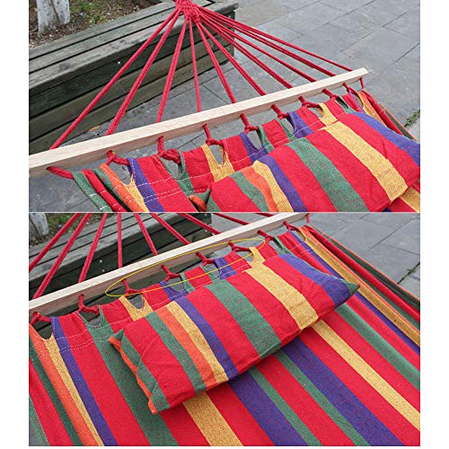 Xhope Durable Camping Hammock,Outdoor Hammock Bed Quilted Fabric With Pillow Spreader Bar Heavy Duty Portable Chair For Outdoor Patio Yard #TOP2