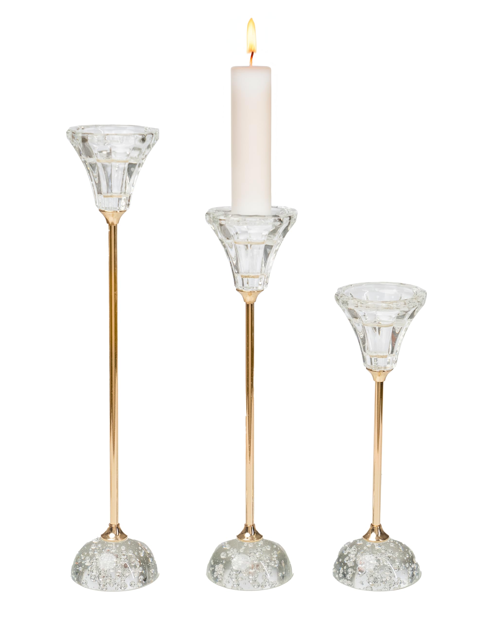 Set de 3 photophores dorés pour une table de fête ou un salon cosy