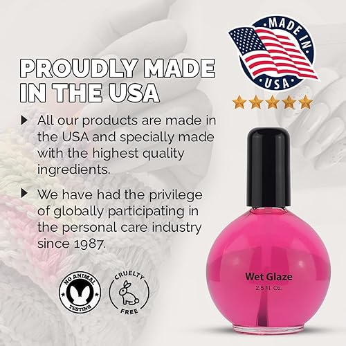 Miniatura 8 de Pro Nail Wet Glaze - Esmalte de uñas seco transparente Quick Top Coat Tamaño profesional de salón 2.5 oz