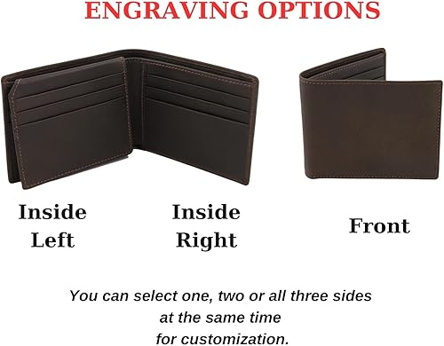 Miniatura 5 de Men's Real Leather Custom Bifold Wallet, RFID Blocking Customized Wallet with ID Window, Genuine Leather Credit Card Holder for Men with Gift Box