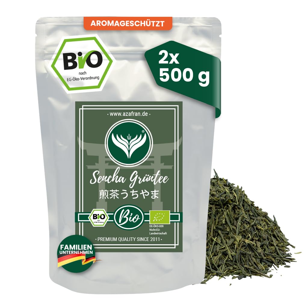 Azafran Grüner Tee - Japanischer BIO Sencha lose geschnitten - Uchiyama Grüntee 1kg