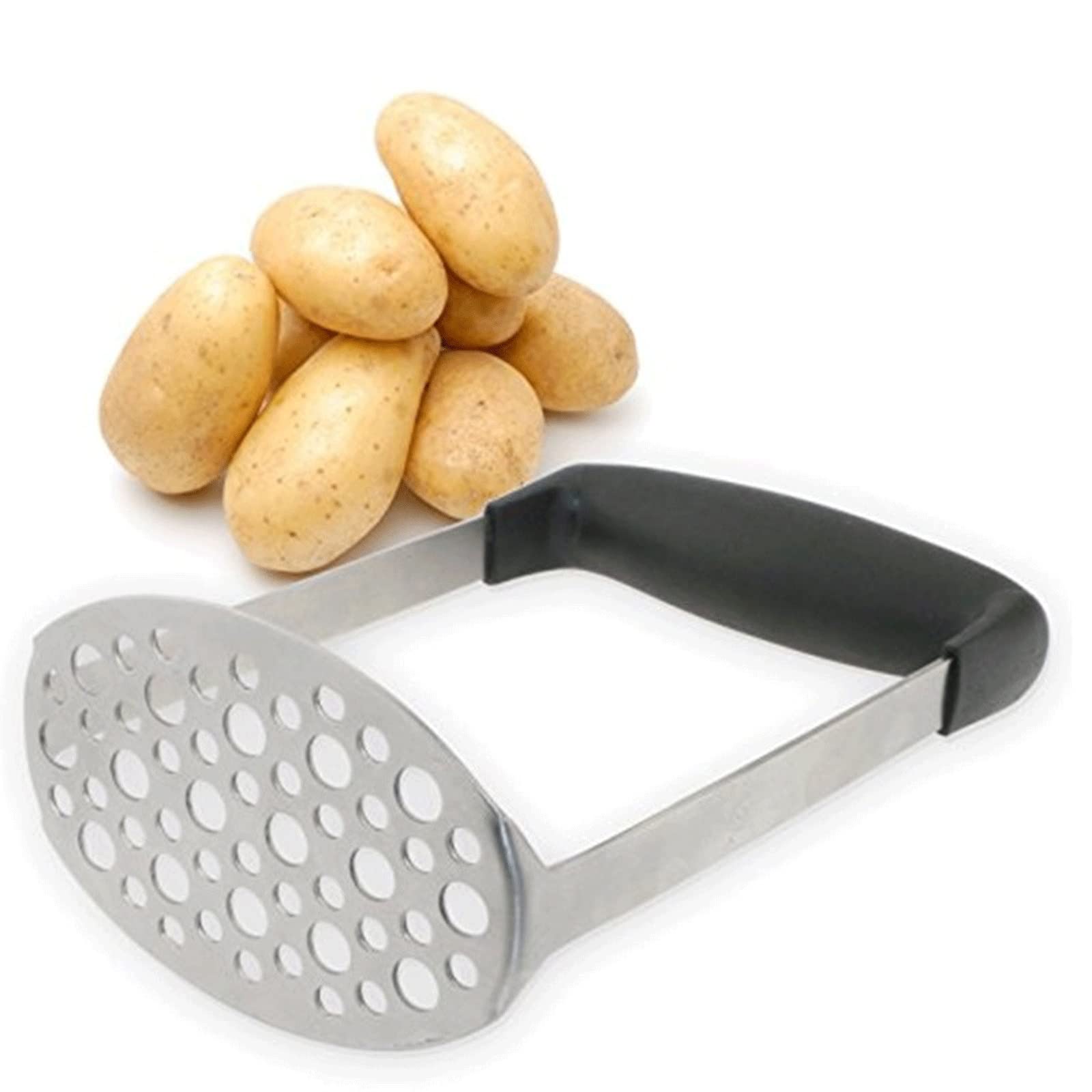 Kartoffelstampfer, Edelstahl-Kartoffelstampfer, Kartoffelpresse für glatten Kartoffelbrei, Gemüse und Obst, Küchenwerkzeug