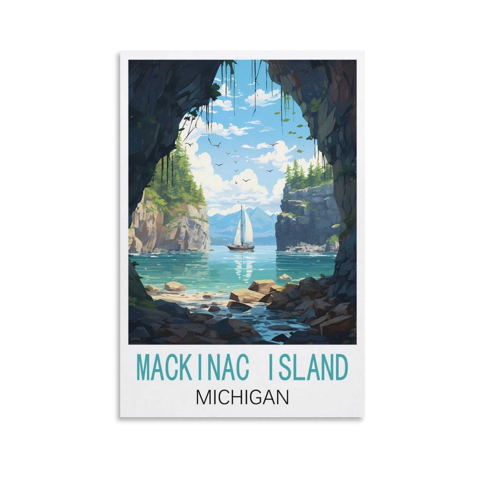 Metal Sign Tin Sign,Mackinac Island Michigan,Cave Signs Art Plaque Poster Wall Decor for Home Kitchen Bar Club Coffee Shop Orchard Decoration 15x30cm