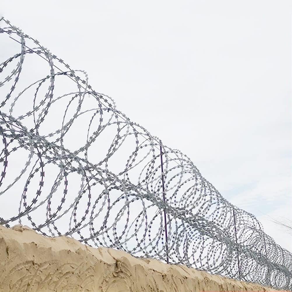 Alambre de púas Malla de alambre de espino en espiral, valla de alambre de espino de acero galvanizado, protección perimetral antirrobo y antiescalada, 10m