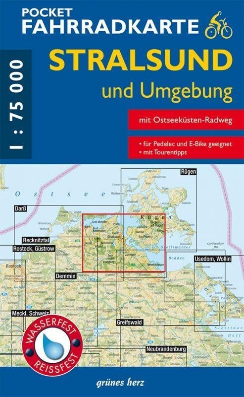 Pocket-Fahrradkarte Stralsund und Umgebung: Maßstab 1:75.000. Wasser- und reißfest.