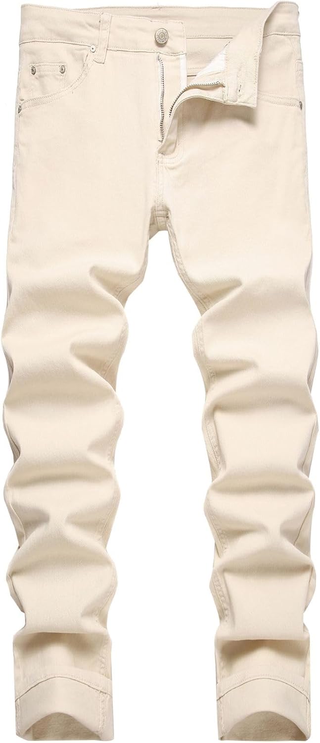 LZLER Mens Jeans Slim Fit Stretch Jeans Comfort Casual Classic Solid Denim Pants for Men