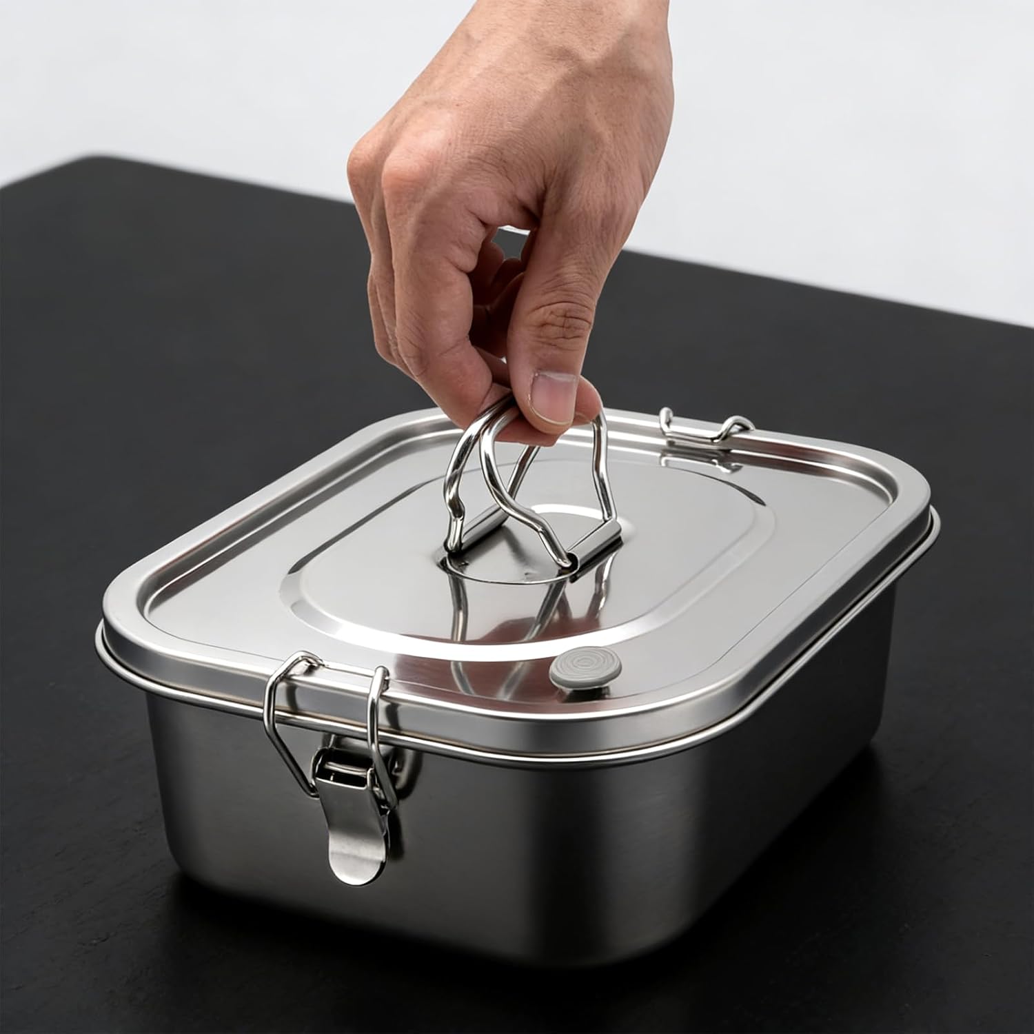 304 Stainless Steel Bento Box - Leakproof 3-Compartment 1800ml (64oz) Lunch Box with Airtight Lid, Water-Resistant Carry Bag & Utensil Set for Work, Picnic, Home