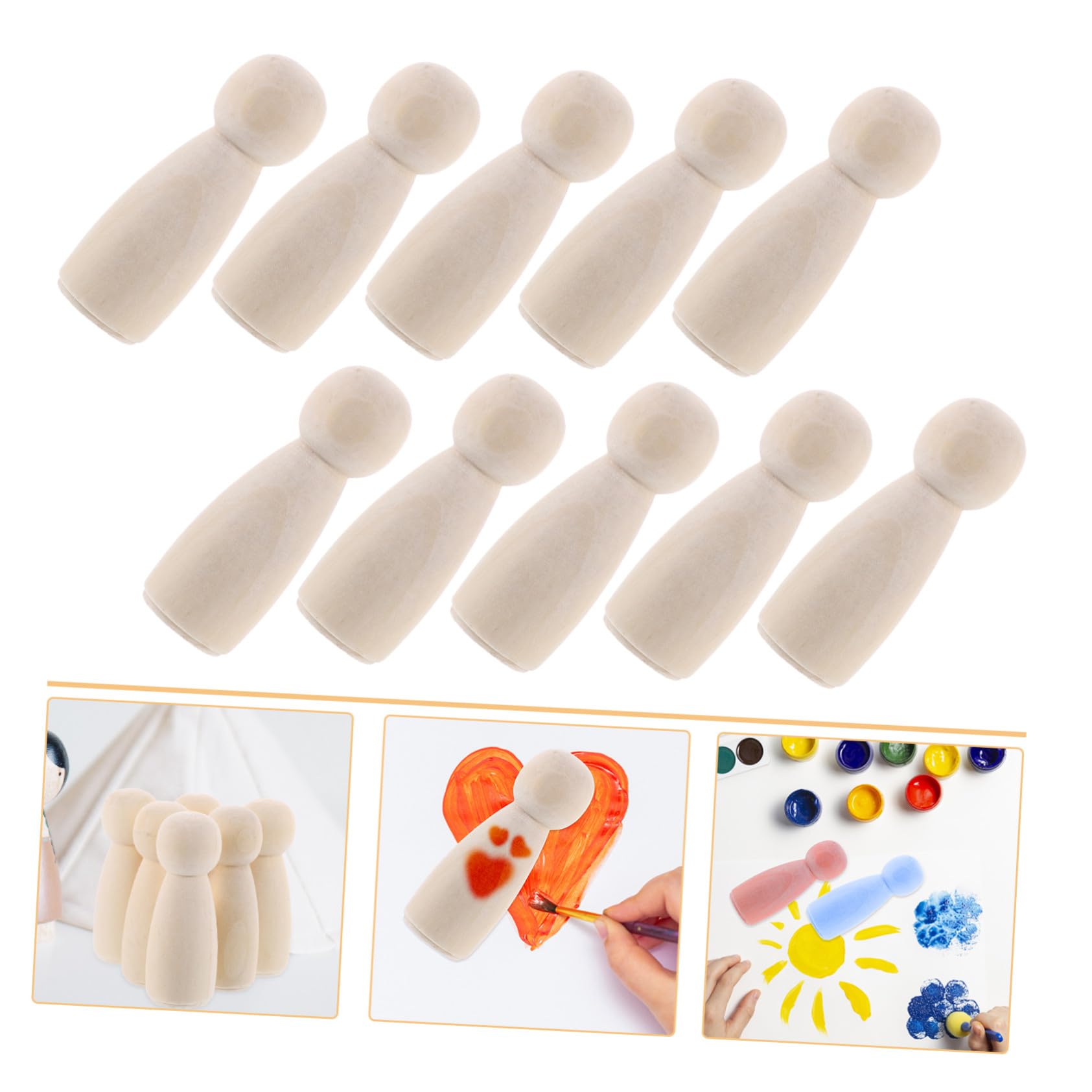 Beaupretty 50pcs Poupées en Bois à Peindre Personnages Non Finition pour Décoration DIY Art Créatif