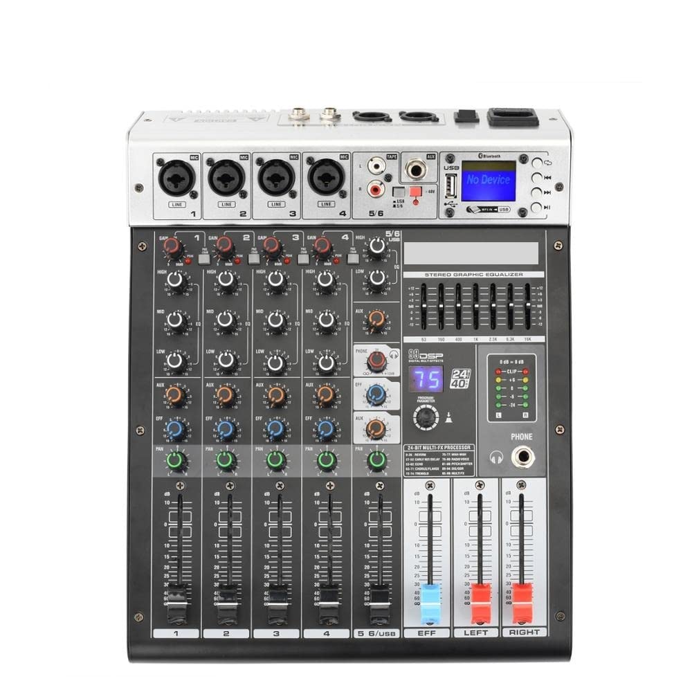 DJ-Equipment für die Party ADM-GBR6 Serie Phantom Power Repaeat -Effekt USB Funktion Bluetooth Karaoke DJ Konsole 9 9dsp Mixer Audio 6 Kanal (Color : ADM-GBR8)