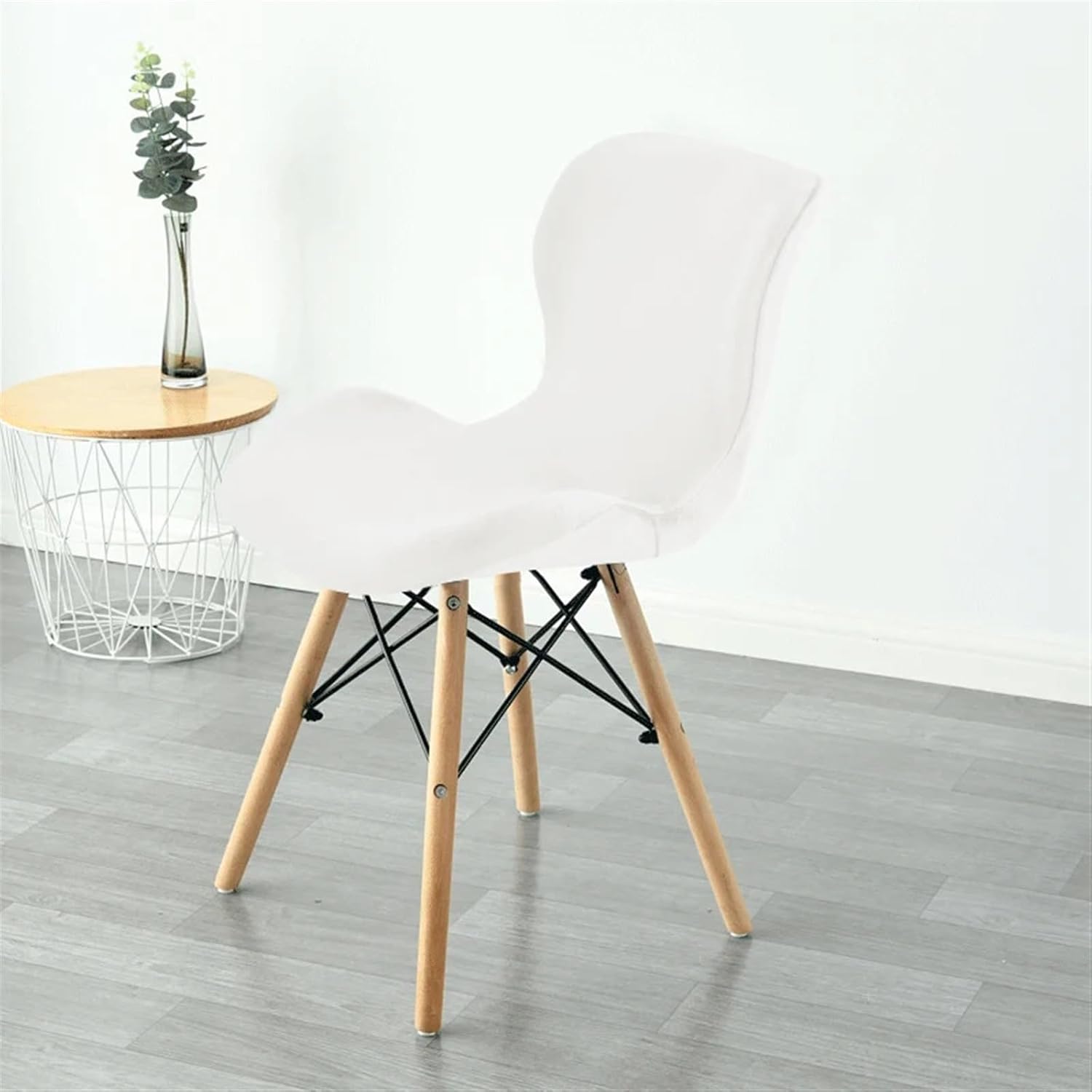 Velvet Bar Stool Cover Curved Swivel Set of 2/4 Bar Stool Chair Cover Slipcover with Backrest Stretch Bar Chair Protector for Short Back Dinning Room Bar Chair(White,4pcs)