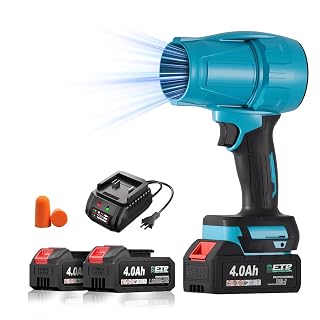 Leaf Blower Cordless with 2 Battery,2 X 4.0Ah,Portable Brushless Motor Electric Leaf Blower for Lawn Care,Dust Cleaner Handheld Blowers for Patio,Blowing Leaves - Amazon product rated Grade A