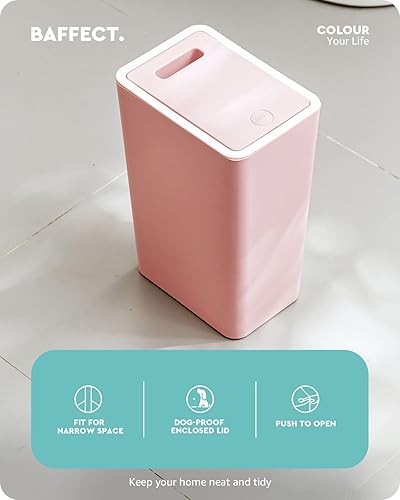 Miniatura 2 de Baffect Cubo de basura pequeño con tapa, cesta de basura para baño, dormitorio, artículos esenciales para dormitorio, oficina, universidad, 2.1