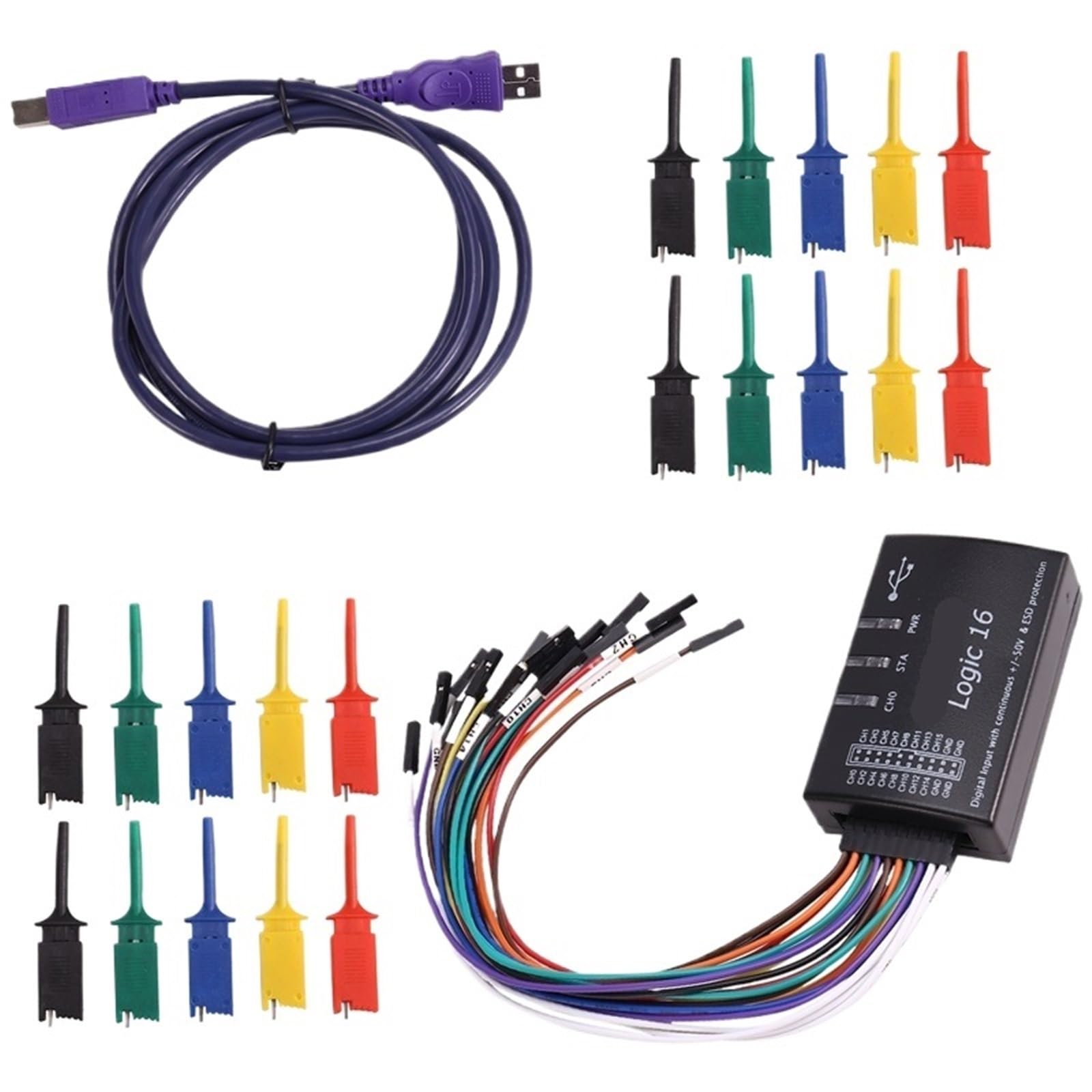 1pc AA46 Logic USB Logic Analyzer for Offizielle Version Probe Rate 100M 16 Kanäle Instrumente