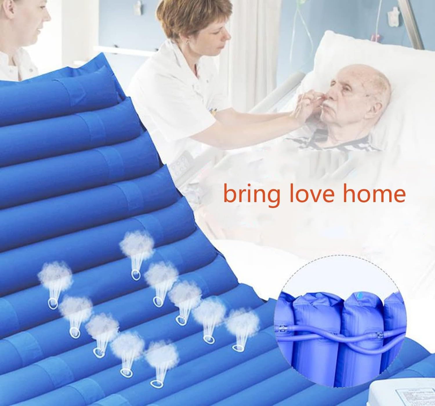 Colchón de presión de aire alternativo, anti dekubitus matze, Medizinische Luftmatratze 200 × 90 cm, antiescaras, colchón inflable para personas mayores