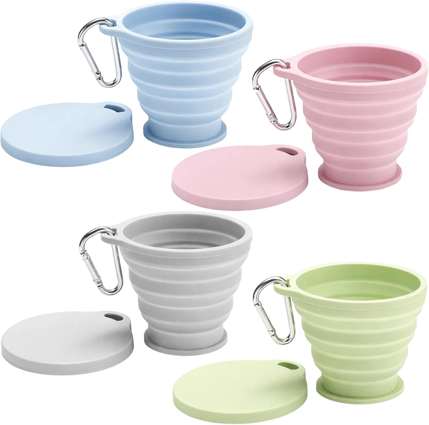 ikBrtaiay Faltbarer Silikon-Becher 4er-Set, 180ml, BPA-frei